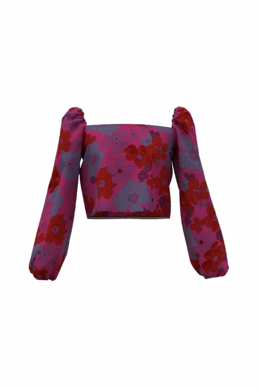 NEW THEME girls jordyn top in pink 70s floral